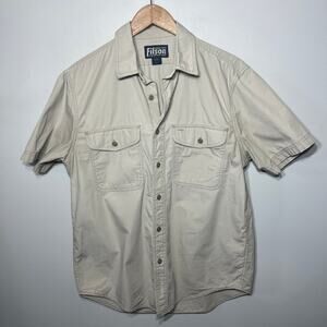 C.C. Filson Shirt Khaki Cotton Safari Twine Short Sleeve Utility Work Hunting S